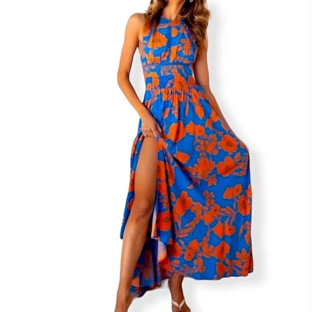 ABEL THE LABEL ATL | Charlotte Floral Boho Halter Maxi Dress